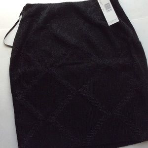 NWT Ellen Tracy Fine Beaded Black Pencil Skirt